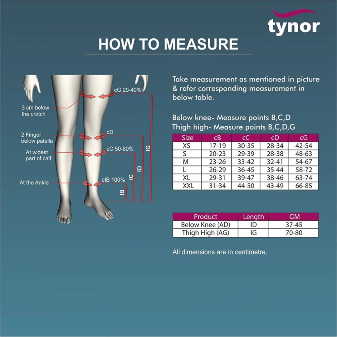 Tynor Medical Compression Stocking Thigh High Class-2 I70 - Image 3